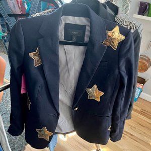 Bling Blazer! Navy Blue J.Crew Blazer + Gold Sequin Star Embroidery